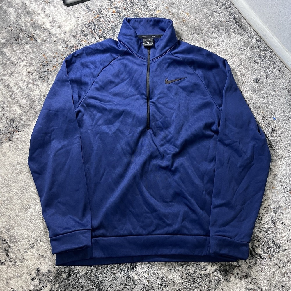 Nike Athletic‎ Jacket Men's Size Medium Navy Blue Single Swoosh Full Zip